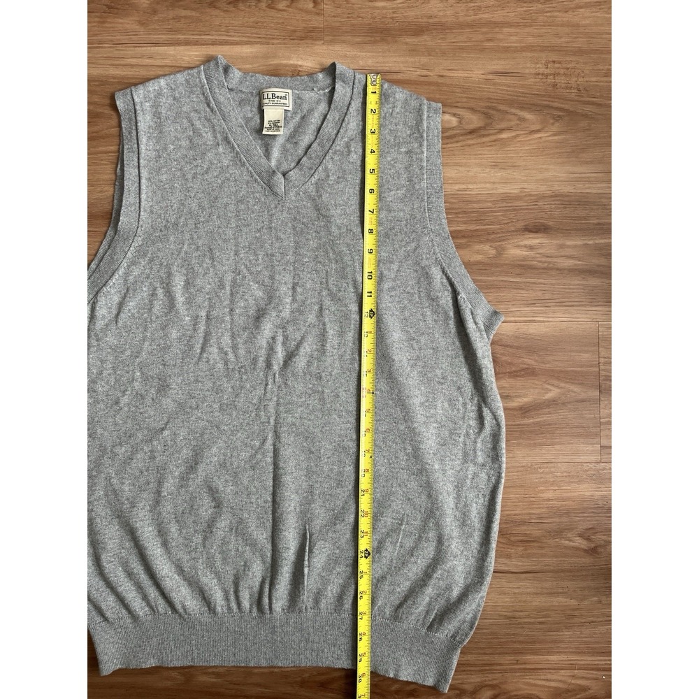 LL Bean Sweater‎ Vest Mens XL Tall Gray Cotton Cashmere Blend V Neck Pullover - Picture 4 of 5